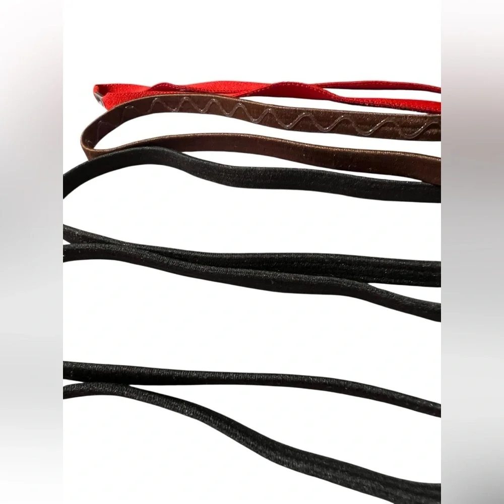 Set of 7 Elastic Headbands in Red, Brown, and Black (5)